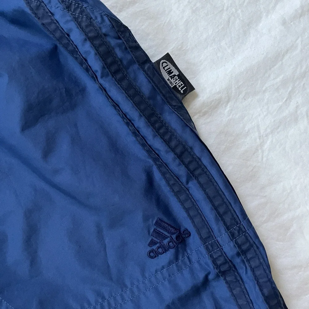 Y2K Adidas Striped Track Pants Windbreaker Size Large Men's Blue 3 Stripe
